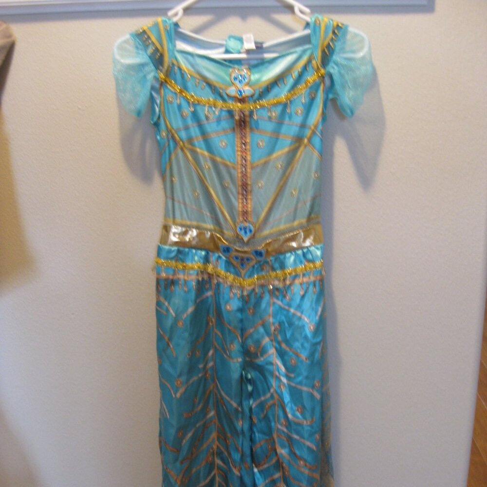 Disney Aladdin Live Action PRINCESS JASMINE Dress Up Costume Aqua Gems Size 9-12